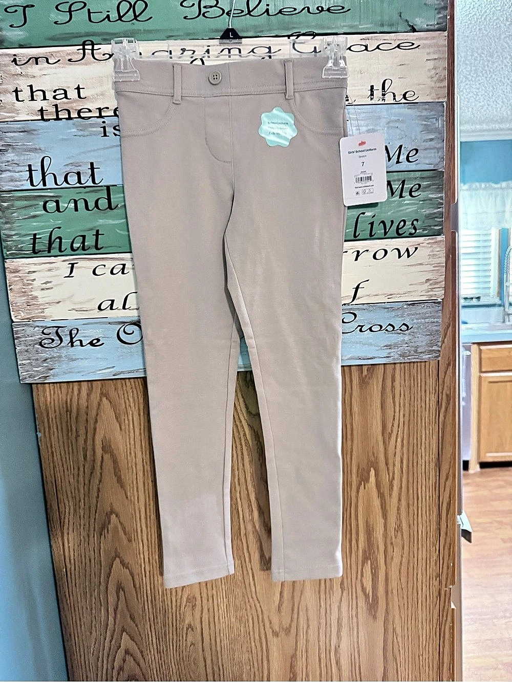 Girls  Skinny Pants Beige Size 7 NWT